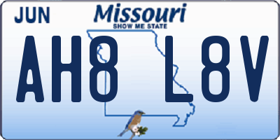 MO license plate AH8L8V