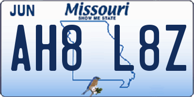 MO license plate AH8L8Z