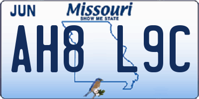 MO license plate AH8L9C