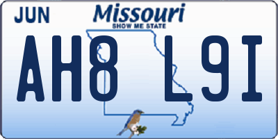 MO license plate AH8L9I