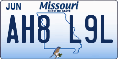 MO license plate AH8L9L
