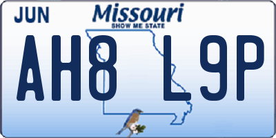 MO license plate AH8L9P