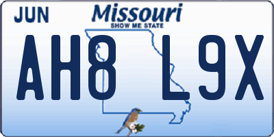 MO license plate AH8L9X