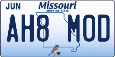 MO license plate AH8M0D