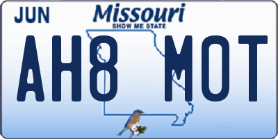 MO license plate AH8M0T
