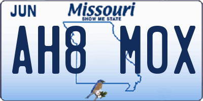MO license plate AH8M0X