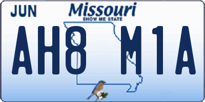 MO license plate AH8M1A