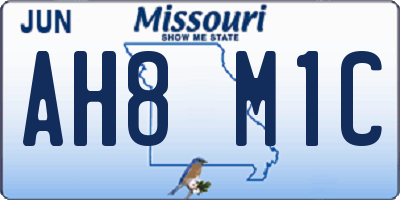 MO license plate AH8M1C