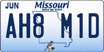 MO license plate AH8M1D