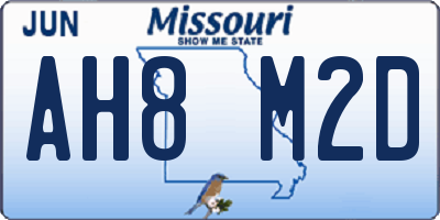 MO license plate AH8M2D