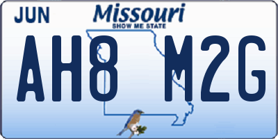 MO license plate AH8M2G
