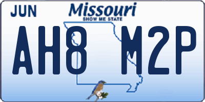 MO license plate AH8M2P