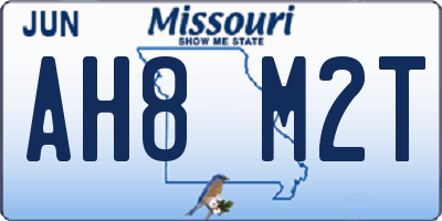 MO license plate AH8M2T