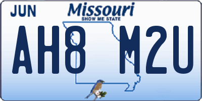 MO license plate AH8M2U