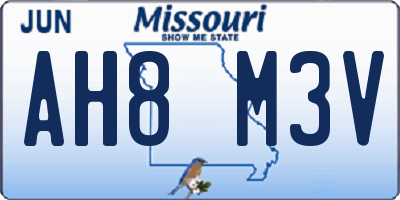 MO license plate AH8M3V