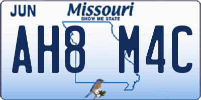 MO license plate AH8M4C