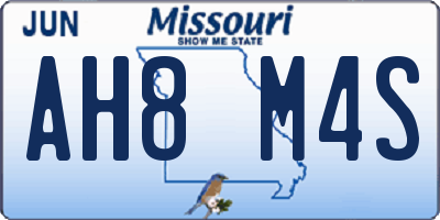 MO license plate AH8M4S