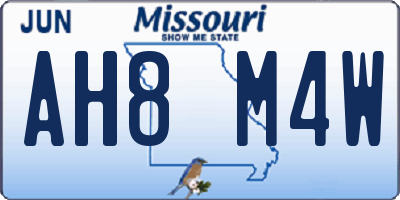 MO license plate AH8M4W