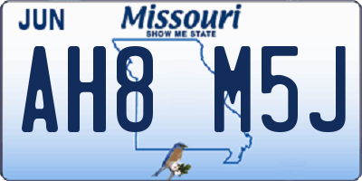 MO license plate AH8M5J