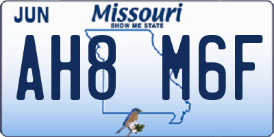 MO license plate AH8M6F