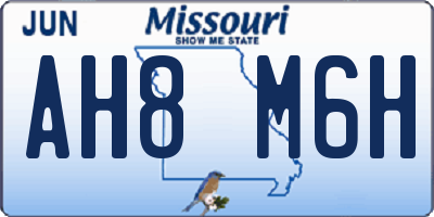 MO license plate AH8M6H