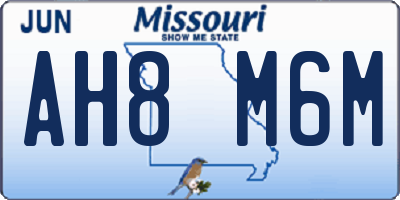 MO license plate AH8M6M