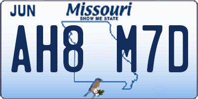 MO license plate AH8M7D