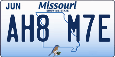 MO license plate AH8M7E