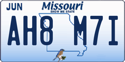 MO license plate AH8M7I