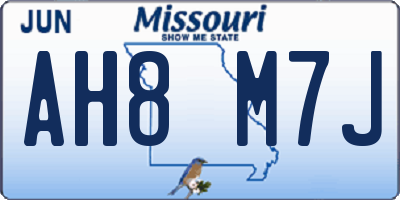 MO license plate AH8M7J
