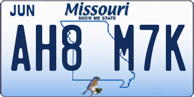 MO license plate AH8M7K