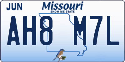 MO license plate AH8M7L
