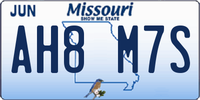 MO license plate AH8M7S