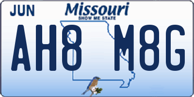 MO license plate AH8M8G