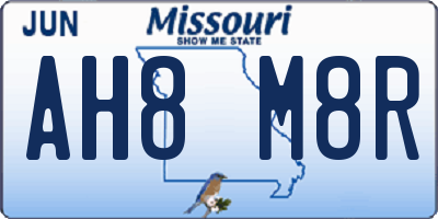 MO license plate AH8M8R