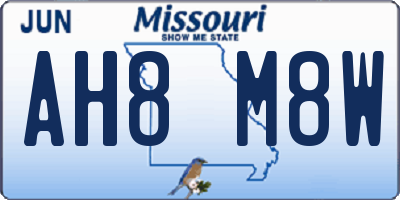 MO license plate AH8M8W