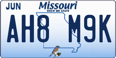 MO license plate AH8M9K