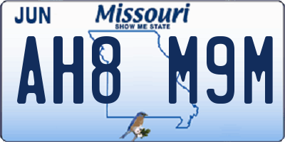 MO license plate AH8M9M