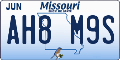 MO license plate AH8M9S