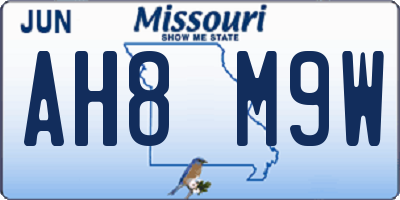 MO license plate AH8M9W