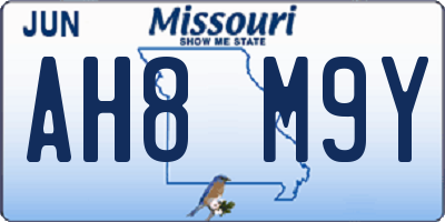 MO license plate AH8M9Y