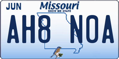 MO license plate AH8N0A