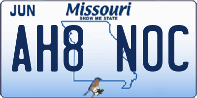 MO license plate AH8N0C