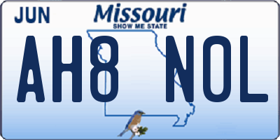 MO license plate AH8N0L