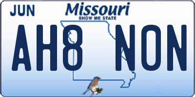 MO license plate AH8N0N