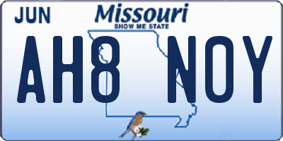 MO license plate AH8N0Y