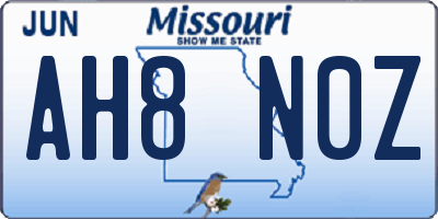 MO license plate AH8N0Z