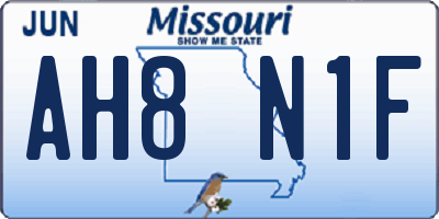 MO license plate AH8N1F