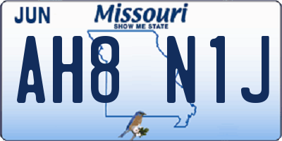 MO license plate AH8N1J