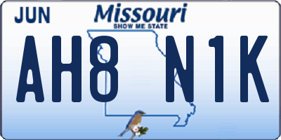 MO license plate AH8N1K